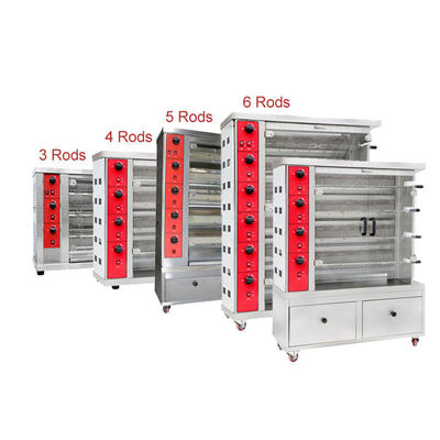 Maszyna do grillacji kurczaka / kurczak Rotisserie Grill Piec gazowa 4 pręty z stopami ze stali nierdzewnej